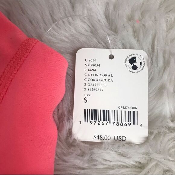 FREE PEOPLE MOVEMENT Square Neck Sports Bra Neon Coral Pink Size Medium New - Picture 6 of 9